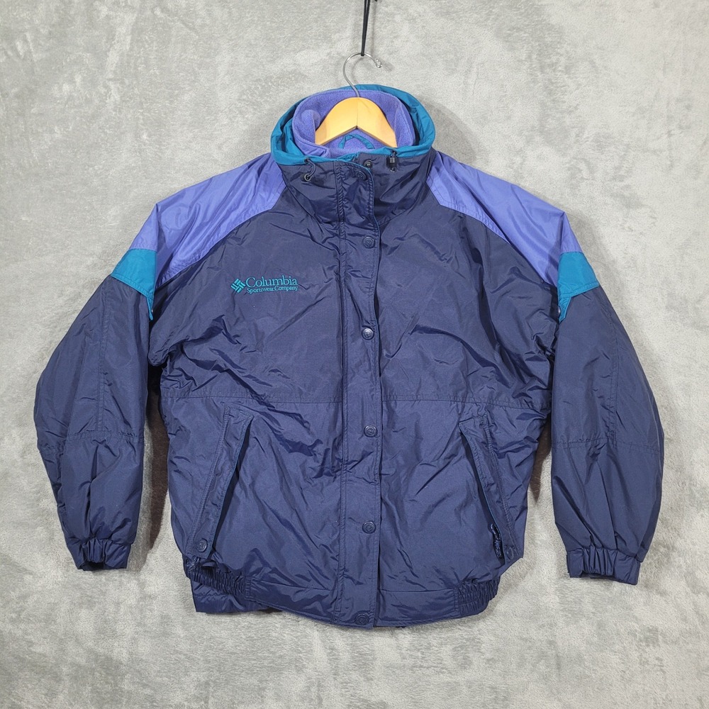 Columbia Jacket Womens L Blue Skidaddle 3-in-1 Interchange Fleece Liner Vintage